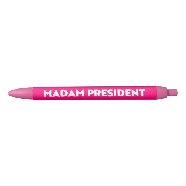 Madam President modern bold typography hot pink Black Ink Pen (Front)