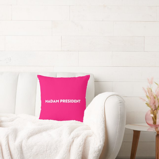 Madam President modern typography hot pink Cushion (Couch)