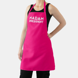 Madam President modern typography white hot pink Apron