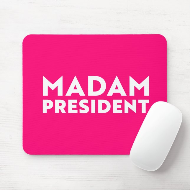 Madam President modern typography white hot pink Mouse Mat (With Mouse)