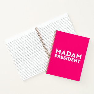 Madam President modern typography white hot pink Notebook