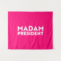 Madam President modern typography white hot pink