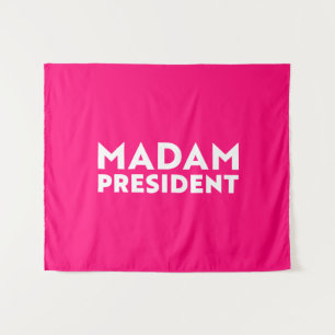 Madam President modern typography white hot pink Tapestry