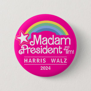 Madam President Pink Kamala Harris 2024 Button