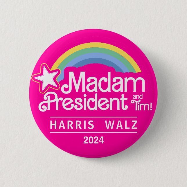 Madam President Pink Kamala Harris 2024 Button (Front)