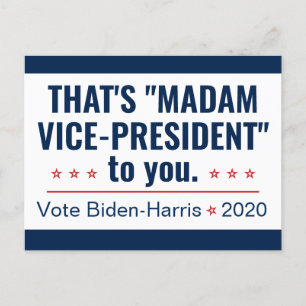 Madam Vice-President Kamala Harris Biden 2020 Postcard