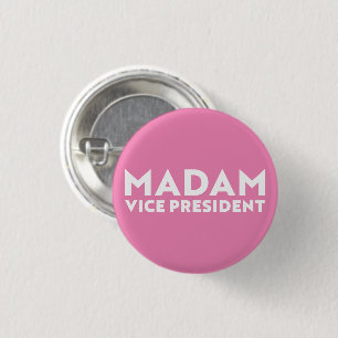 Madam Vice President pink white modern typography  3 Cm Round Badge