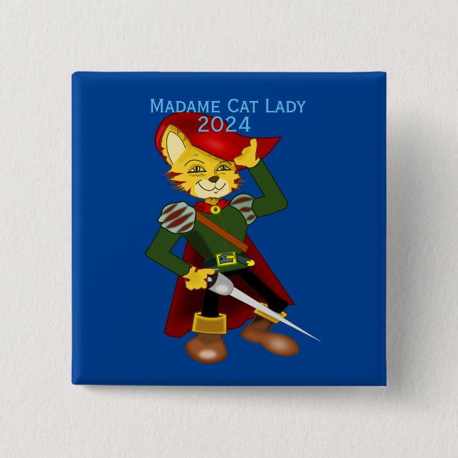 Madame Cat Lady 2024 for President Thunder_Cove  15 Cm Square Badge (Front)