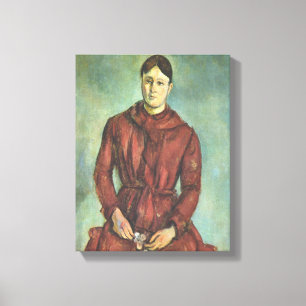 Madame Cezanne In a Red Dress - Paul Cezanne Canvas Print