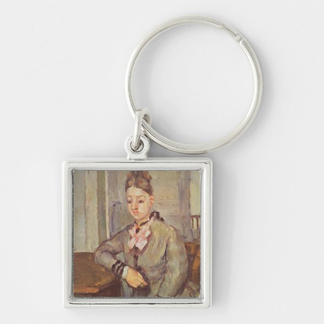 Madame Cezanne Leaning on a Table, 1873-77 Key Ring (Front)