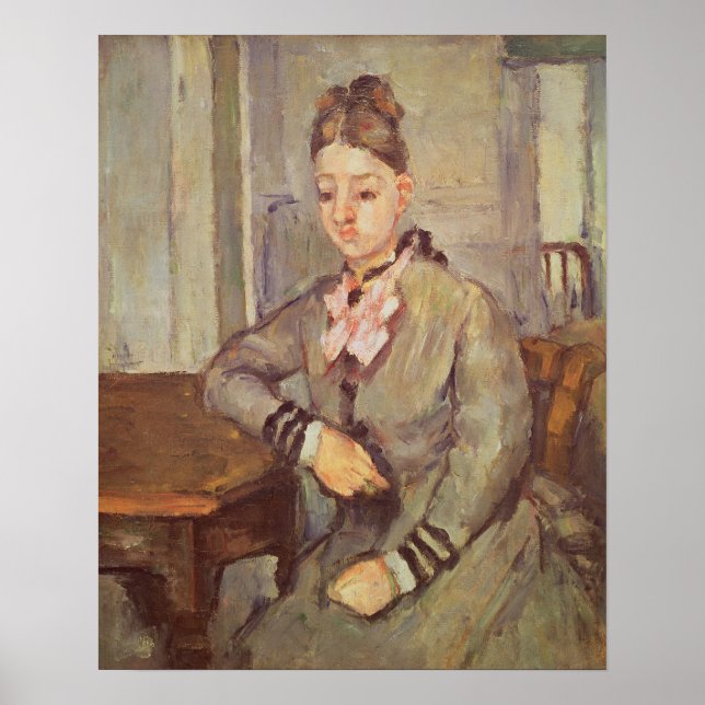 Madame Cezanne Leaning on a Table, 1873-77 Poster (Front)