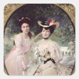 Madame Collas and her Daughter, Giselle, 1903 Square Sticker