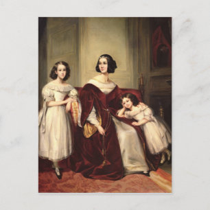 Madame de Nonjon and her Two Daughters, 1839 Postcard