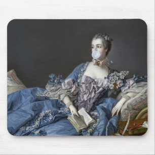 Madame de Pompadour blowing a blue bubble gum Mouse Mat