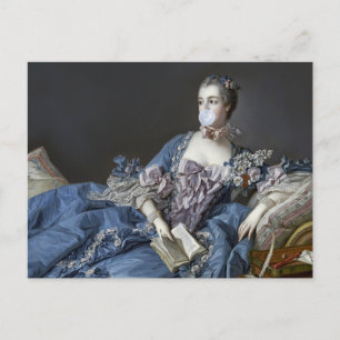 Madame de Pompadour blowing a blue bubble gum Postcard