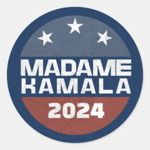 Madame Kamala Harris 2024 for President Patriotic Classic Round Sticker