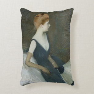 Madame Marthe Letellier Sitting on a Sofa Decorative Cushion