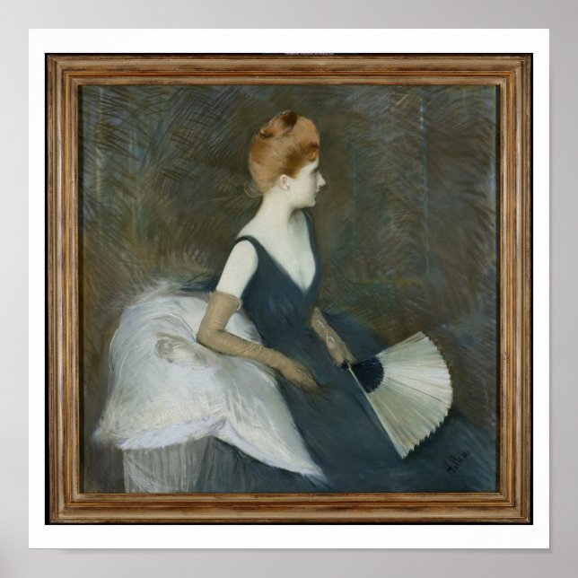 Madame Marthe Letellier Sitting on a Sofa Poster (Front)