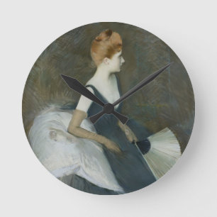 Madame Marthe Letellier Sitting on a Sofa Round Clock