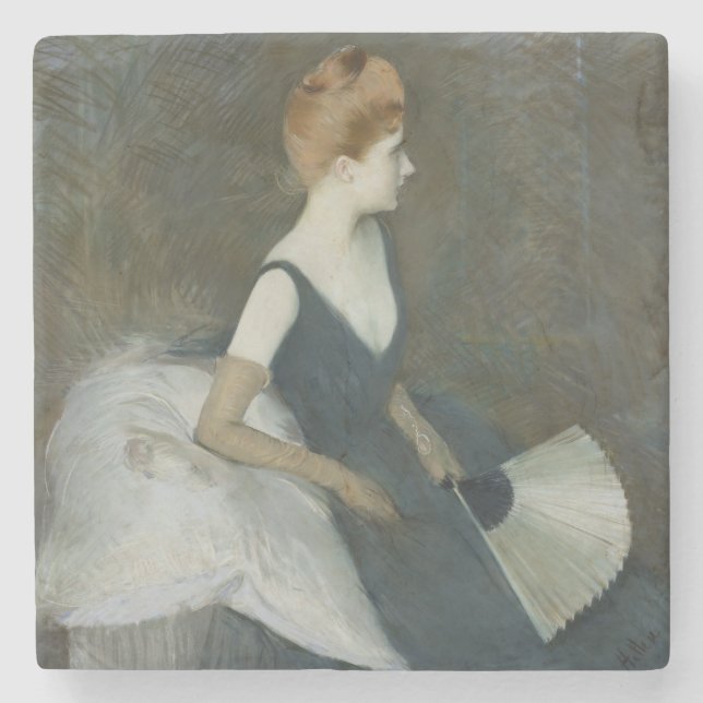 Madame Marthe Letellier Sitting on a Sofa Stone Coaster (Front)