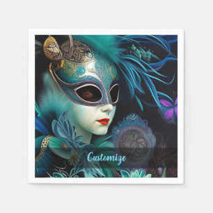 Madame Masquerade Teal Napkin