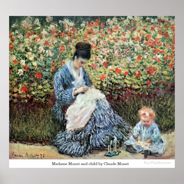 Madame Monet and child by Claude Monet Poster (Front)