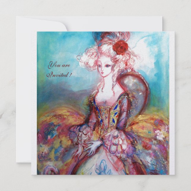 MADAME POMPADOUR ,Classy Gold Costume Party Invitation (Front)