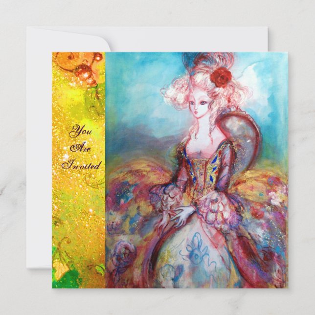 MADAME POMPADOUR ,Classy Gold Costume Party Invitation (Front)