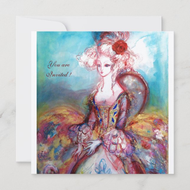MADAME POMPADOUR ,Classy Gold Costume Party Invitation (Front)