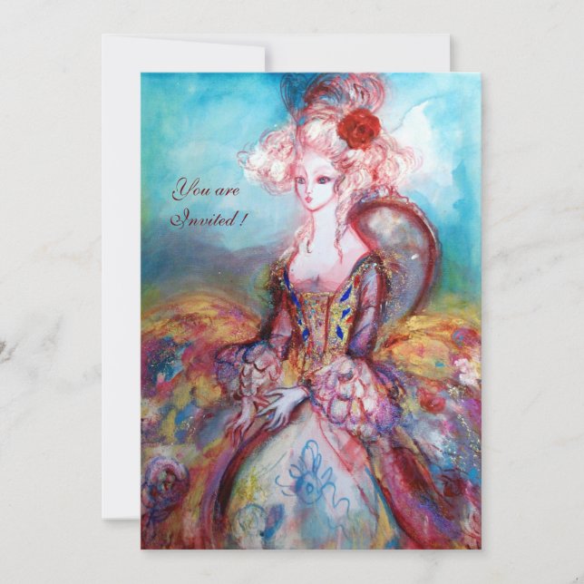 MADAME POMPADOUR ,Classy Gold Costume Party Invitation (Front)