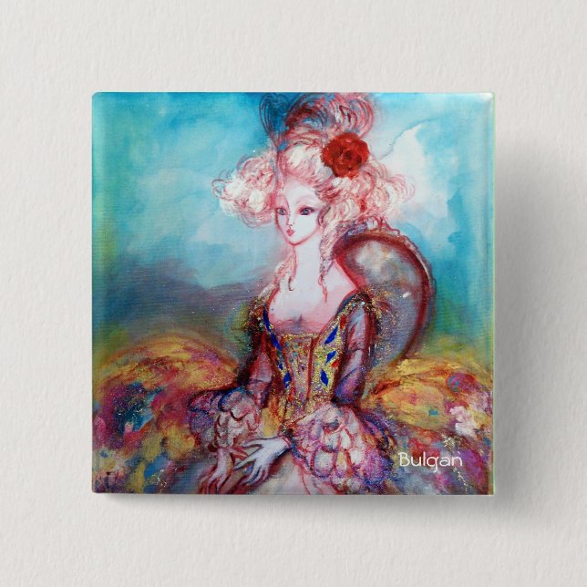 MADAME POMPADOUR Elegant Beauty Fashion 15 Cm Square Badge (Front)