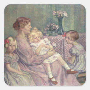 Madame van de Velde and her Children, 1903 Square Sticker