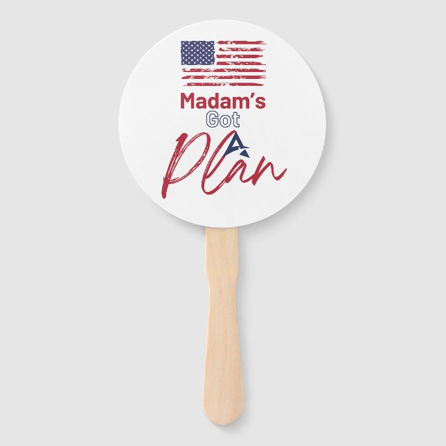Madam's Got A plan American Flag Hand Fan (Front)