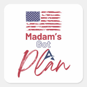 Madam's Got A Plan Patriotic Square Sticker