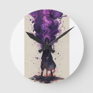 Madara Uchiha – Cinematic Watercolor Round Clock