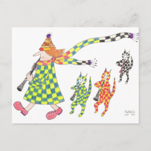 MadCatWoman & Cats Play Clarinet Postcard