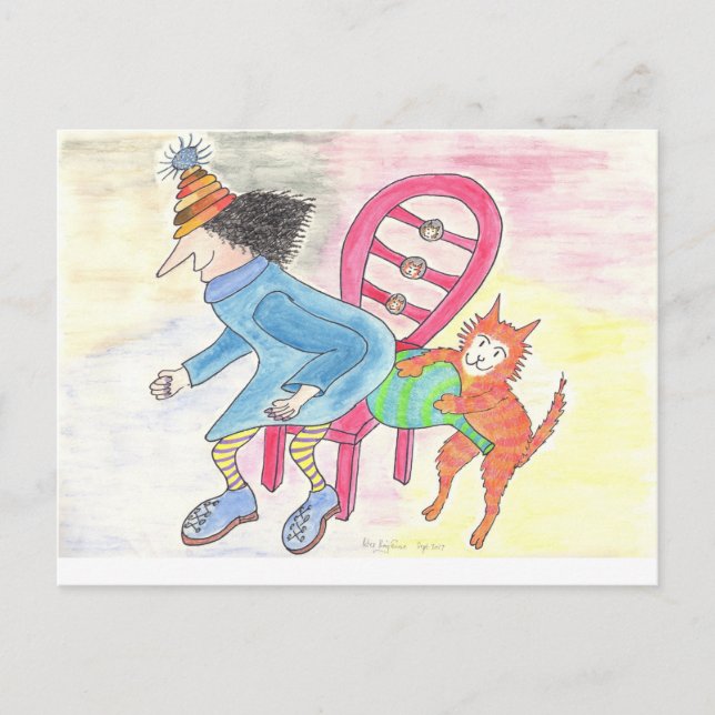 MadCatWoman & WhoopeeCushionCat No.1 Postcard (Front)