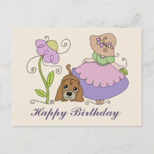 Mädchen mit Hund Postcard