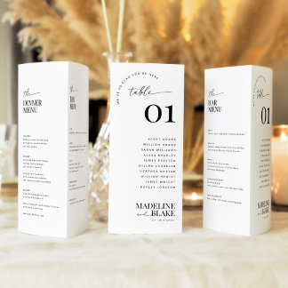 MADDIE Trifold Table Numbers with Seating and Menu