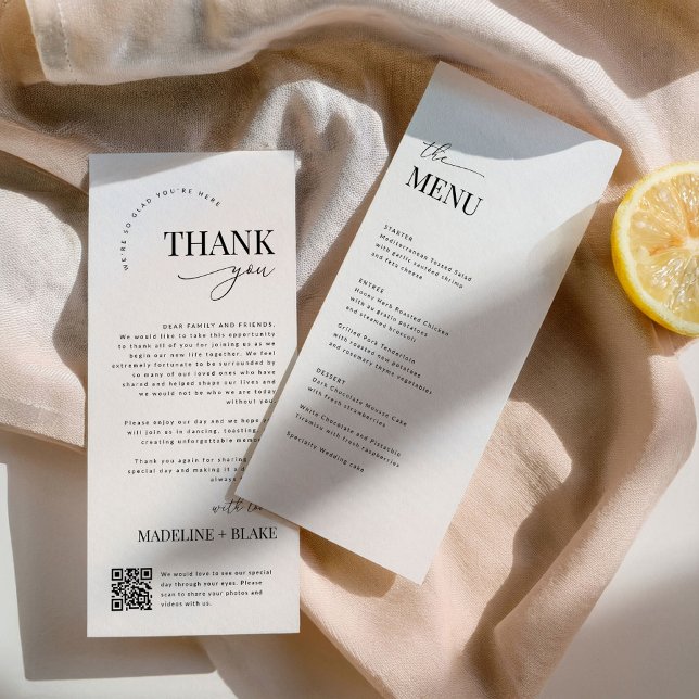 MADDIE Wedding Thank You Note with QR Code Menu (Creator Uploaded)