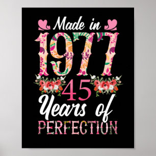 Made 1977 45 Year Old 45th 45 Year Of Perfection Poster