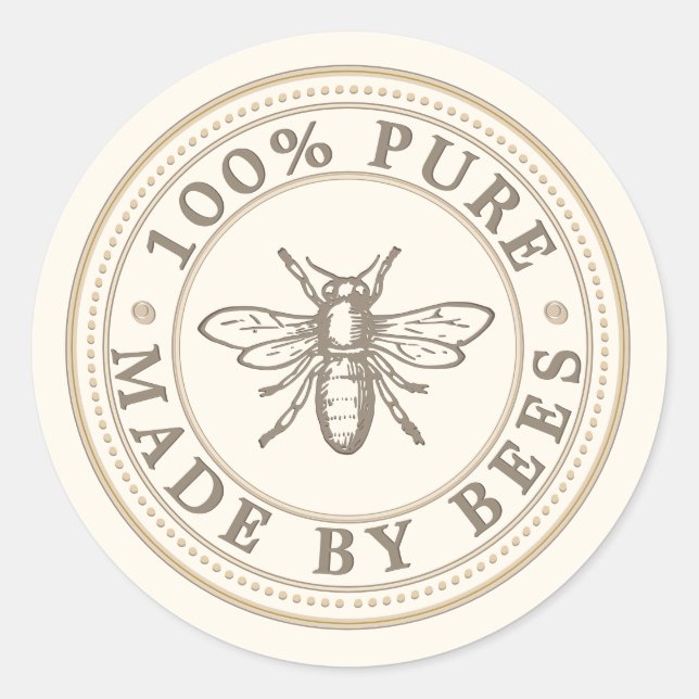 MADE BY BEES Heraldic Bee on Ivory Label (Front)