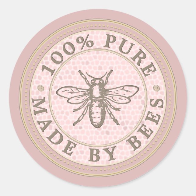 MADE BY BEES Heraldic Bee on Rose Gold Label (Front)