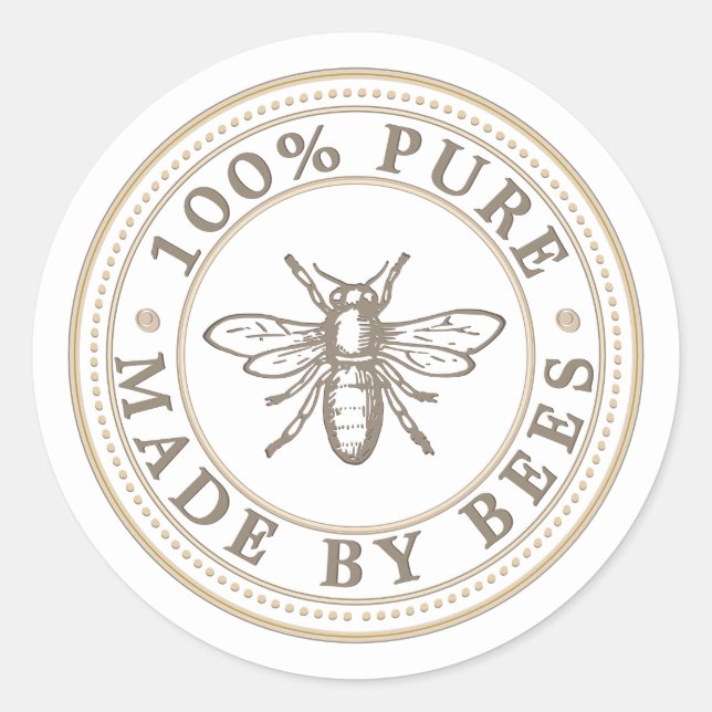 MADE BY BEES Heraldic Bee on White Label (Front)