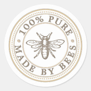 MADE BY BEES Heraldic Bee on White Label