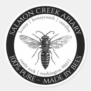 Made By Bees Queen Bee Apiary Products Logo Classic Round Sticker
