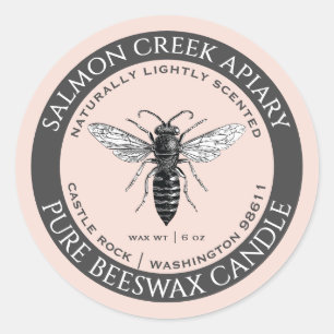 Made By Bees Queen Bee Beeswax Candle Label Pink