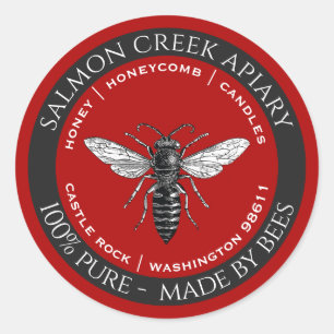 Made By Bees Queen Bee Honey Apiary Products Logo Classic Round Sticker