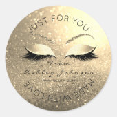 Made By Glitter Lashes Beauty Ombre Gold Makeup Classic Round Sticker (Front)