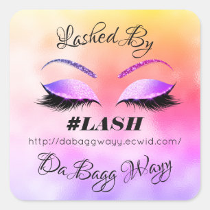 Made By Glitter Lashes Beauty Rose Makeup Ombre Square Sticker